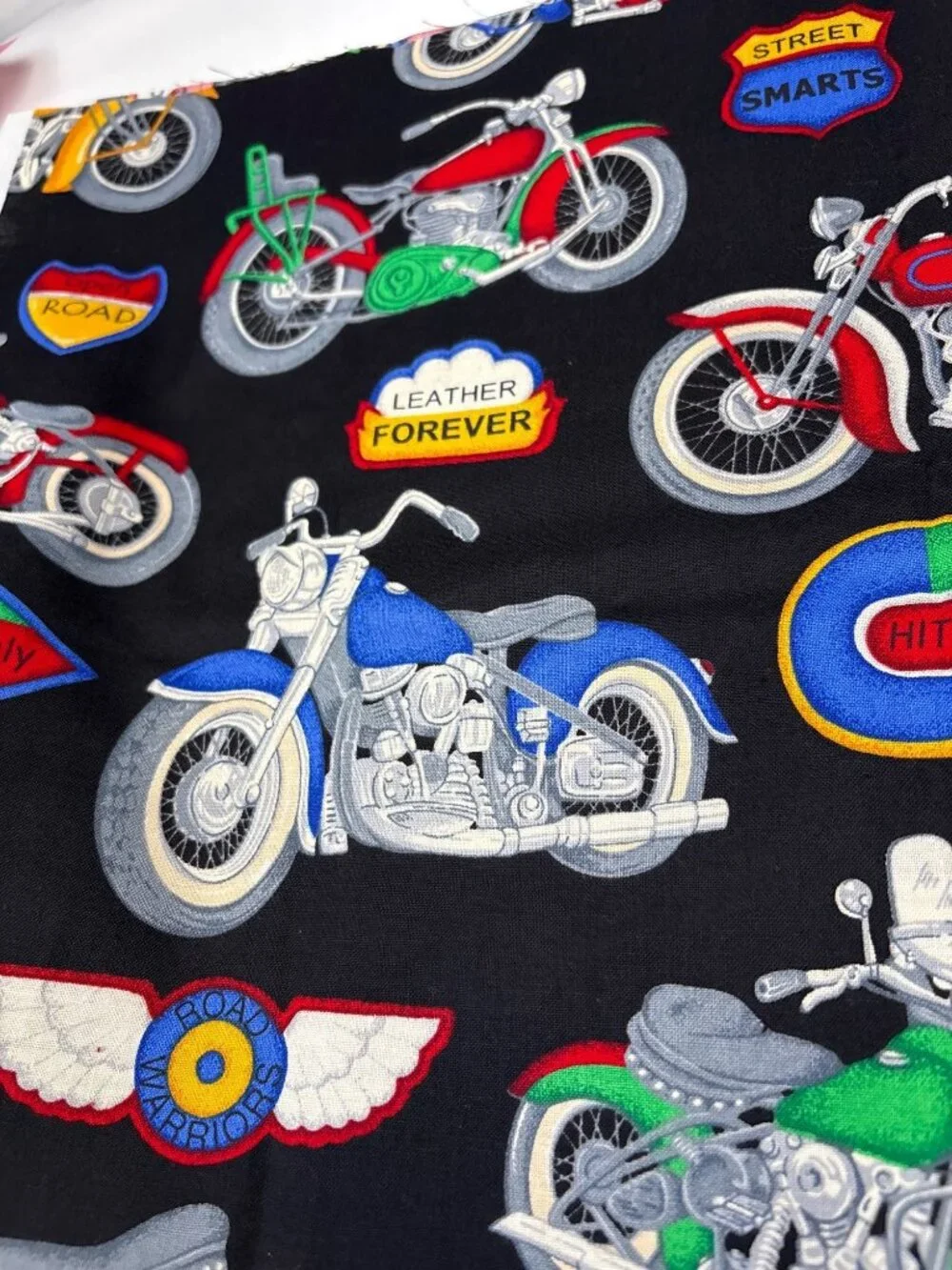 Cranston Motorcycle-Themed Cotton Fabric Print Cruisers 22